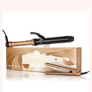 Tourmaline gemstone-infused curling wand and mini flat iron.